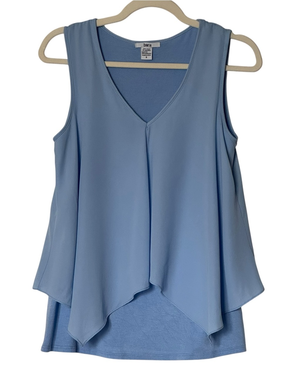Bar III Halogen Blue Asymmetrical Layered Sleeveless Tank Top S